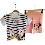 Kız Çocuk Mickey Mouse Desenli Şortlu Takım - 5 - 6 Yaş - Beyaz