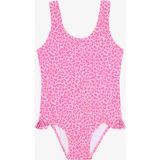 Kız Çocuk Mini Leopar Desenli Fırfırlı Mayo - Renkli - 7 - 8 Yaş
