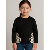 Kız Çocuk Motif İşlemeli Bluz (Siyah)