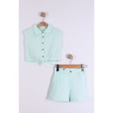 Kız Çocuk Müslin Gömlekli Şortlu Takım - Mint Yeşili - 4 - 5 Yaş