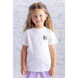Kız Çocuk Nakış Detaylı Kısa Kollu T-Shirt - Ekru - 5 - 6 Yaş
