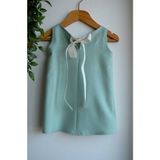 Kız Çocuk Nakışlı Keten Elbise - Mint Yeşili - 2 Yaş