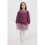 Kız Çocuk Nakışlı Mürdüm Sweatshirt 6 Yaş (116 cm)