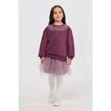 Kız Çocuk Nakışlı Mürdüm Sweatshirt 7 Yaş (122 cm)