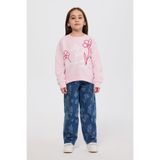 Kız Çocuk Nakışlı Pembe Sweatshirt 8 Yaş (128 cm)