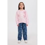Kız Çocuk Nakışlı Pembe Sweatshirt 9 Yaş (134 cm)