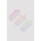 Kız Çocuk Neon Dots Beyaz 3lü Patik Çorap - 31 - 34