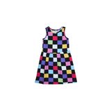 Kız Çocuk Op Art Checkers Desen Kolsuz Elbise DESENLİ 8 Yaş