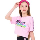Kız Çocuk Opening Yazılı Crop Model Pembe Tişört - 11 Yaş