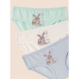Kız Çocuk Organik Pamuklu Likralı Külot Just Be Rabbit Yourself Rabbit 6'lı Paket - Açık Mavi - Yeşil - 3 - 4 Yaş