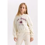 Kız Çocuk Oversize Fit Kapüşonlu Hayvan Desenli Sweatshirt