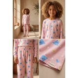 Kız Çocuk Paketli Kedili Pijama Takımı Pembe