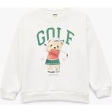 Kız Çocuk Pamuklu Ayıcık Baskılı Uzun Kollu Bisiklet Yaka Sweatshirt (Aw 206) - Ekru - 7 - 8 Yaş