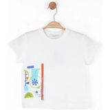 Kız Çocuk Pamuklu Desenli T-Shirt - Beyaz - 6 Yaş