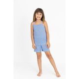 Kız Çocuk Pamuklu Ip Askılı Şortlu Pijama Takımı - Mavi - 5 - 6 Yaş