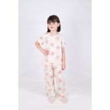 Kız Çocuk Pamuklu Kalpli Desenli Pijama Takımı