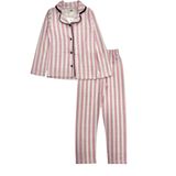 Kız Çocuk Pamuklu Mevsimlik Boydan Düğmeli Pembe Çizgili Uzun Kollu Pijama Takımı (pembe, 16 yaş)