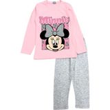 Kız Çocuk Pamuklu Pembe-Gri Renk Minnie Desenli Taytlı Takım - 4 - 5 Yaş - Açık Pembe - Gri