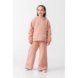 Kız Çocuk Pamuklu Pudra Kapüşonlu Sweatshirt ve Bol Paça Eşofman Takım - 7 - 8 Yaş