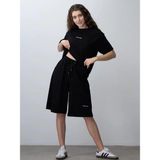 Kız Çocuk Pamuklu Tasarım Oversize T-Shirt Şortlu Takım - 11 - 12 Yaş - Siyah