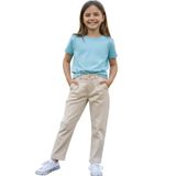 Kız Çocuk Pantolon Gabardin Kumaş Mevsimlik Krem Renkli Jean Kesim (Krem, 12 Yaş)