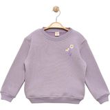 Kız Çocuk Papatyalı Lila Sweatshirt - Şık Kız Giyim - 8 - 9 Yaş