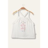 Kız Çocuk Paradıse Baskılı Askılı T-Shirt - Ekru - 1 - 2 Yaş