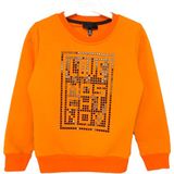 Kız Çocuk Parlak Taşlı Yazı Işlemeli Turuncu Şık Mevsimlik Sweatshirt - 805-Turuncu - 6 Yaş
