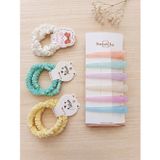 Kız Çocuk Pastel Renkli Çoklu Pens ve Kadın Scrunchie Kumaş Lastikli Toka Seti