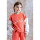 Kız Çocuk Peluş Kol Detaylı Nakışlı Sweatshirt - Narçiçeði - 1 - 2 Yaş - Fuşya
