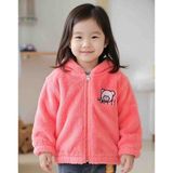 Kız Çocuk Peluş Polar Mont – Kapüşonlu, Fermuarlı, Yumuşak Dokulu - 01P-Pembe - 4 Yaş
