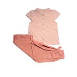 Kız Çocuk Pembe Bağmalalı Kumaş Pantolonlu 2 Li Takım