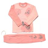 Kız Çocuk Pembe Kelebek Baskılı 2'Li Pijama Takımı