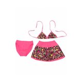 Kız Çocuk Pembe Likralı Etekli Bikini Set SOMUN 1-2 Yaş