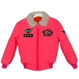 Kız Çocuk Pilot MONTU Pembe Renkli Kürklü Mont