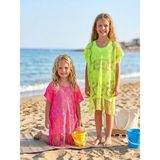 Kız Çocuk Plaj Elbisesi Pareo Tunik Ikili Set - Standart - 01P-Pembe