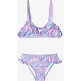 Kız Çocuk Pretty Flowers Çiçekli Fırfırlı Üçgen Bikini Takımı - 6 - 7 Yaş - Renkli