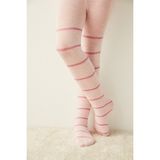 Kız Çocuk Pretty Simli Çizgili Pembe Külotlu Çorap - 1 Yaş - Pembe Melanj