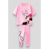 Kız Çocuk Puantiye Pembe Renk Fiyonk 3D Detaylı T-Shirt ve Tayt Alt Üst Takım - Trend Stil - 00406 Pembe - 2 - 3 Yaş