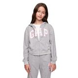 Kız Çocuk Relaxed Gap Logo Fermuarlı Sweatshirt Gri