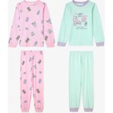 Kız Çocuk Retro Oyuncak Desenli Pamuklu Uzun Kollu 2'li Pijama Takımı - Renkli - 4 - 5 Yaş