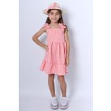 KIZ ÇOCUK ŞAPKALI ELBİSE KARELİ FİYONKLU B33 TOZ PEMBE 2 YAŞ