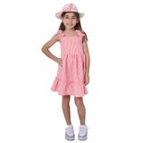 KIZ ÇOCUK ŞAPKALI ELBİSE KARELİ FİYONKLU B33 TOZ PEMBE 9 Yaş