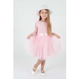 Kız Çocuk Şapkalı Ve Tül Dantel Trend Abiye Elbise Ak2228, Pembe, 9 Yaş