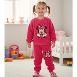 Kız Çocuk Sarı Polar Eşofman Takımı - Nakışlı Sweatshirt ve Eşofman Altı 2'li Set - 002-Pembe - 2 - 3 Yaş
