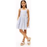 Kız Çocuk Şerit Broderie Anglaise Kolsuz Elbise - Mavi - Breezy Blue - 10 Yaş