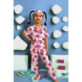 Kız Çocuk Sevimli Baskı Desenli Kısa Kol Pijama Takımı 3 Parça - Pembe - 11 - 12 Yaş