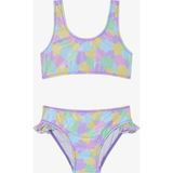 Kız Çocuk Shiny Flower Fırfırlı Halter Yaka Bikini Takımı - 7 - 8 Yaş - Renkli