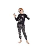 Kız Çocuk Siyah Kız Uzun Kol Pamuklu Pijama Takımı