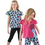 Kız Çocuk Siyah Leopar 2'li T-shirt Takım